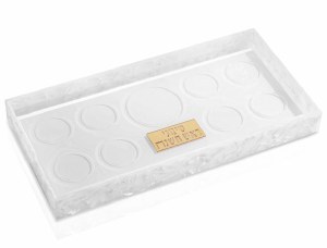Picture of Lucite Rectangle Pearlstone Simanim Tray Marble Gold 8" x 16"